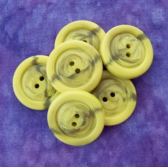 vintage sewing buttons Chartreuse Yellow marbled by brizelsupplies