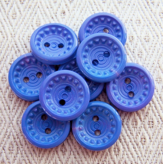 Blue Vintage Sewing Buttons Periwinkle Flowers by brizelsupplies