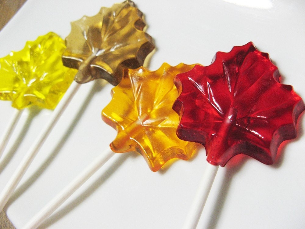 Maple leaf lollipops 12 pc. 4 flavors lemon caramel