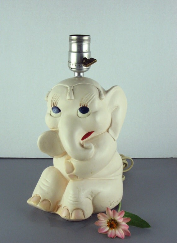 Items similar to Vintage Circus Elephant Ceramic Nursery Lamp on Etsy