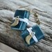 Bird Miniature books earrings blue leather