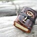 MiniBook Necklace Key & Vintage Brown Color leather