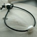 Pearl leather bracelet, single freshwater pearl, black leather