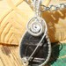 Black shimmer gemstone teardrop Hypersynthene wire wrapped pendant chain necklace