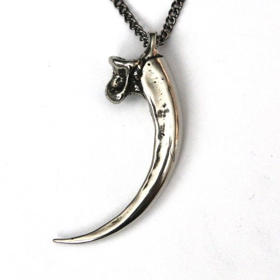 Eagle Talon Claw Necklace in White Bronze 003 by mrd74 on Etsy