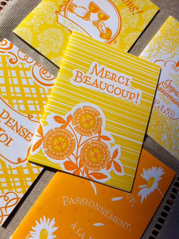 Letterpressed French Occasion Card Set 5 cards