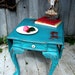 Brick & Turquoise Shabby Drop Leaf Table RESERVED FOR tsammis50