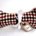 Bone Squeaker Dog Toy - Black, Red & White Houndstooth