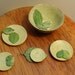 Dollhouse miniature bowl and plates green pottery set OOAK