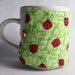 coffee cup cozy red ladybugs fabric java jacket, mug cozy reuseable eco friendly, green: ladybugs