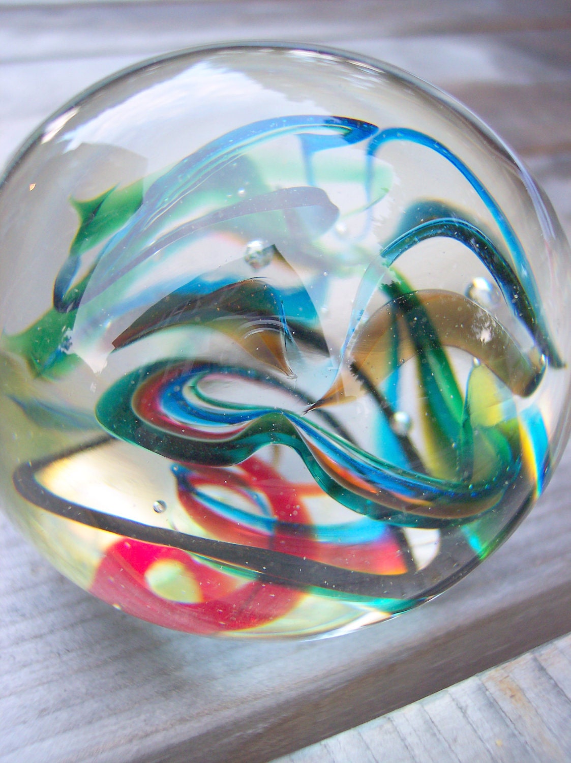 Hand Blown Art Glass Paperweight by Bill Riker