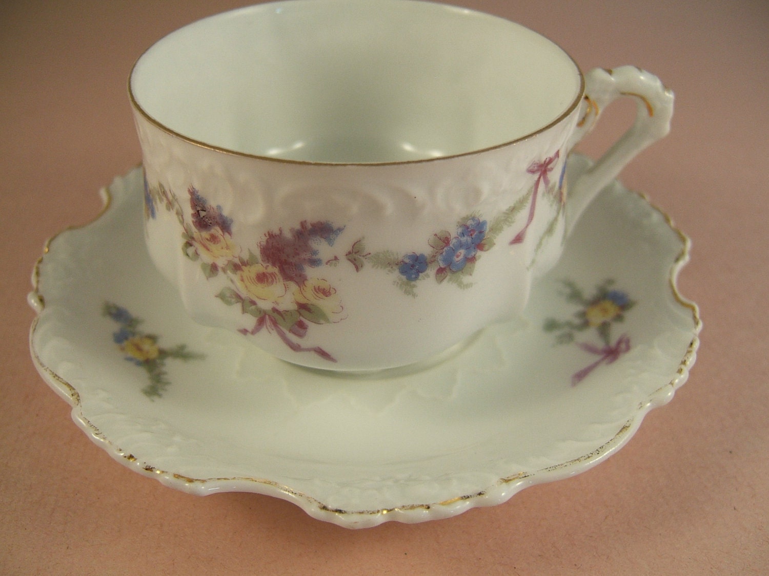 Vintage German Porcelain Tea Cup And Saucer By Ladyrosetreasures