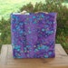 Turquoise Butterflies on Purple Batik Print Reusable Shopping Tote Bag
