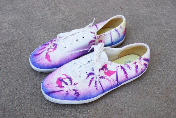 80s shoes custom 80s Sunset vintage Airbrushed by Sneakers Custom Keds