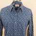 SALE vintage Western Blouse - 70s Blouse - Navy Blue Floral Calico Shirt Sz M L