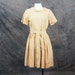 vintage 60s Dress - Beige Plaid Cotton Low Back Day Dress Sz M