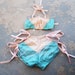 RESERVED vintage 20s Burlesque Dance Costume - 1920s Pink and Teal Silk Bikini Lingerie Outfit Sz S