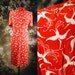 vintage 80s Red Dress - Novelty Swooping Cranes Turtleneck Dress Sz S M