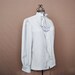 SALE vintage 70s Tuxedo Blouse - Silver Gray Pleated Ascot Blouse Sz M L