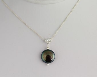 Freshwater Pearl Coin Pendant. Listing 59431906