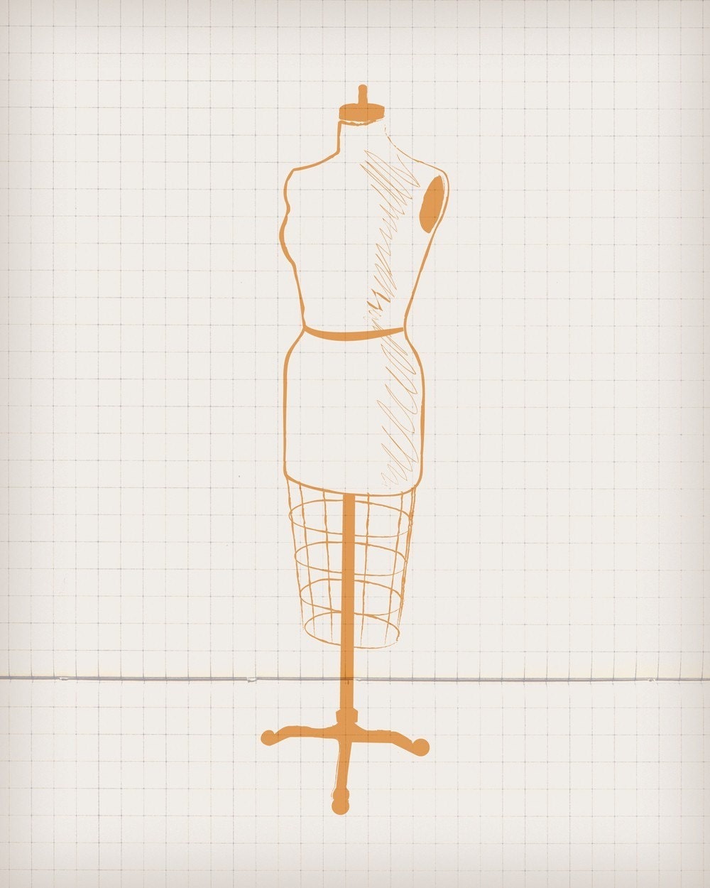 Vintage Dress Form Art Print by AlisonKimArt on Etsy