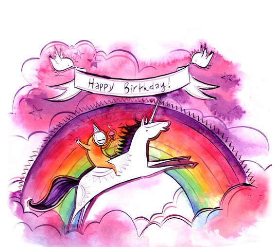 magical unicorn rainbow birthday card