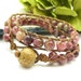 Leather Tourmaline Wrap Bracelet 2x wrap: for her gift bohemian under 150 125 holiday pink rustic country