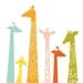giraffes giclée print. 11X14. rainbow.