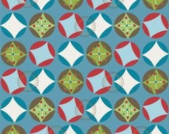Doohikey Designs for Riley Blake, Hooty Hoot, Hooty Starburst in Blue C3013 - 1 Yard