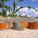 ALL 10 RESERVED for T. Round Orange Metal Tea Light Holders - Reclaimed Scrap Metal Pipes