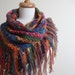 Batik Design Shawl - Colorful Triangle Stole - Beautiful Soft Scarf Modern Gift For Her / Winter Accessories