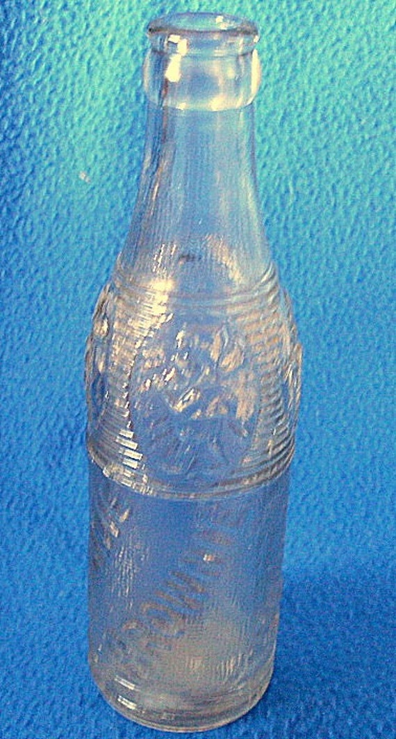 Vintage Brownie Seven Up Glass Soda Bottle NY Clear Embossed