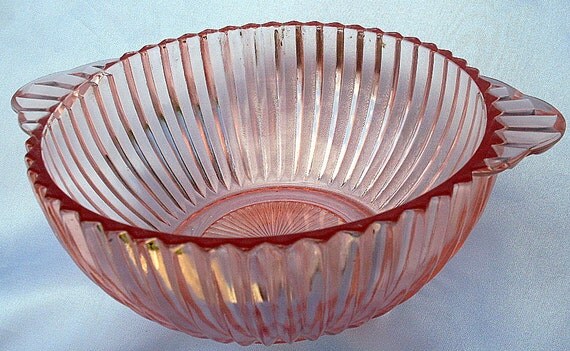 Anchor Hocking Pink Depression Glass Queen Mary Bowl Lug 9335