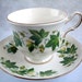 Vintage Queen Anne Fine Bone China Teacup Saucer England Floral Ivy Gold