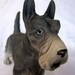 Schnauzer Dog Figurine Porcelain Vintage Realistic English Terrier Scottie Hand Painted Collectible
