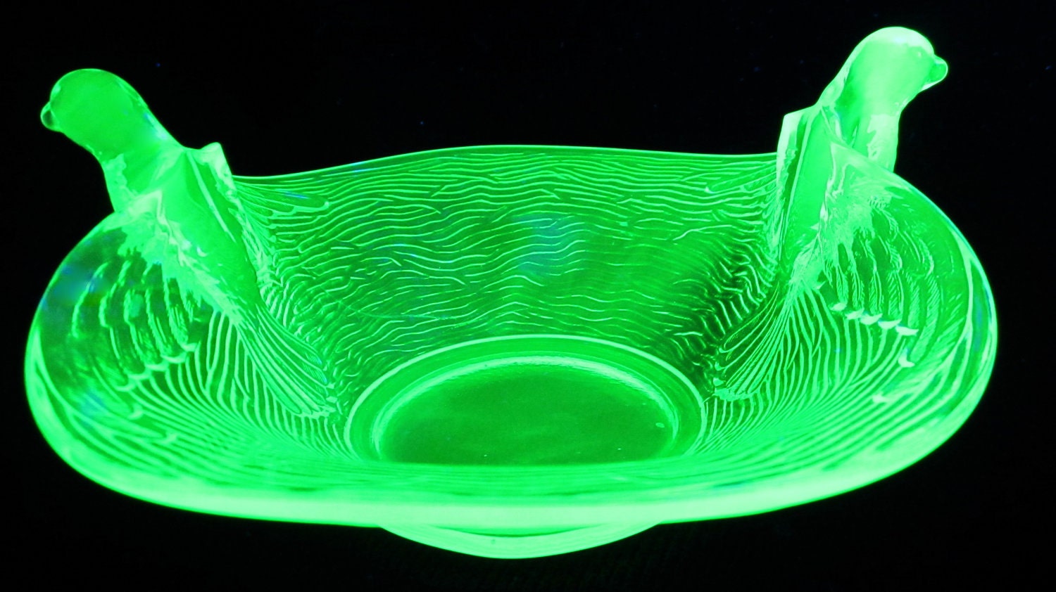 Fenton Bird Depression Vaseline Glass Bowl Dish Dove by ddb7