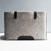 15 Inch Laptop Sleeve - Grey Wool Felt and Black Leather