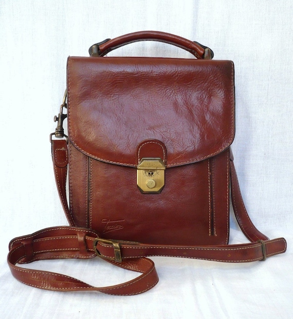 TEXIER French Vintage Brown Leather Messenger by bOmode on Etsy