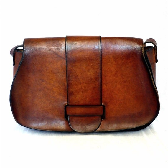 LUCIENNE French Vintage 70s Brown Leather Satchel by bOmode