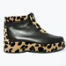 SERGE French Vintage Black Leather Booties with Faux Fur