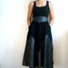 LINA French Vintage Black Leather Suede Maxi Skirt