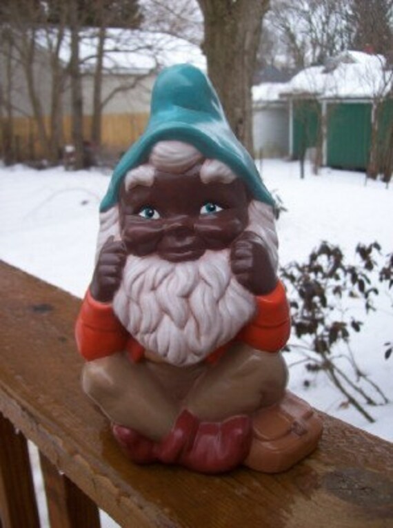 HAND PAINTED AFRICAN AMERICAN GARDEN GNOME