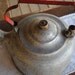 Vintage Tea Kettle Beautiful Patina Bright Red Handle