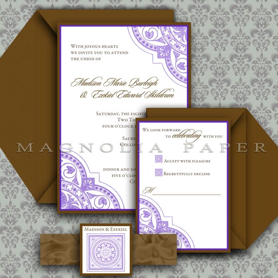 Exotic Lilac Wedding Invitation Template DIY