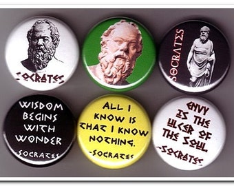 SOCRATES buttons pins badges philosophy, greek, plato, aristotle, philosopher