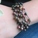 Custom Listing Knotted Leather Bracelet and Necklace Set, Multicolor Jasper Beads on Multistrand Leather with Sterling Findings