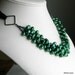 Emerald Green Pearl Bib Cluster on Silk Ribbon, Statement Green Necklace, Last One, Gift for Her, Deluxe Pearls