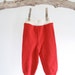 bright red wool longies - small - merino wool - thin and soft