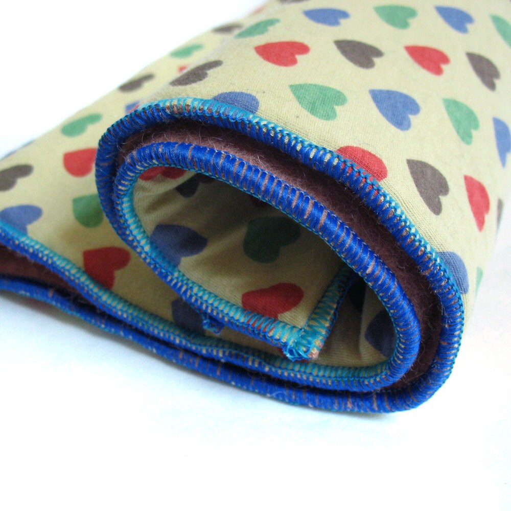 Changing Pad in Cotton and Wool rainbow hearts eco friendly