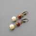 Red and White Crystal and Pearl Earrings - "Scarlett O Hara" Elegant Vintage Style Jewelry, Leverback Earrings